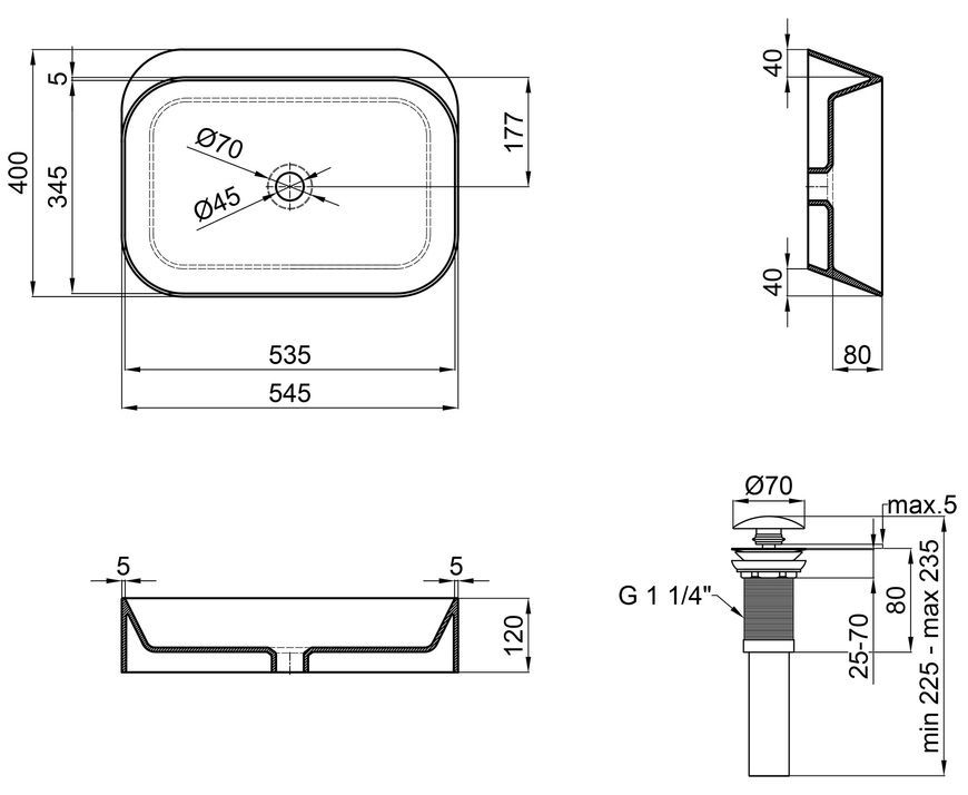 Раковина-чаша Qtap Scorpio 545х400х120 White с донным клапаном QT14112243W - QT14112243W