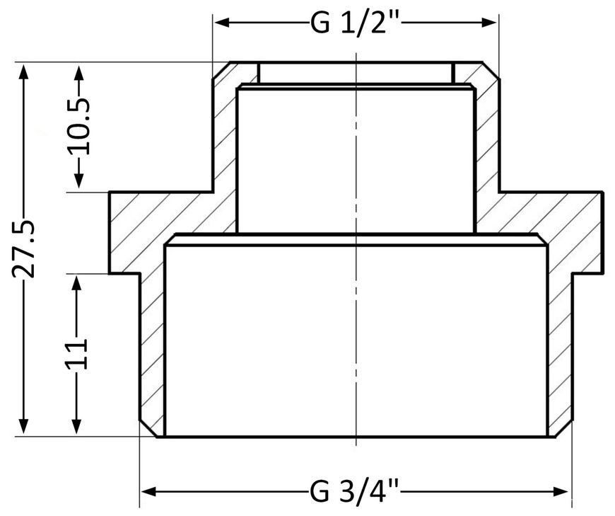 Ниппель латунный SD Plus 1/2"х3/4" редукционный SD4081520