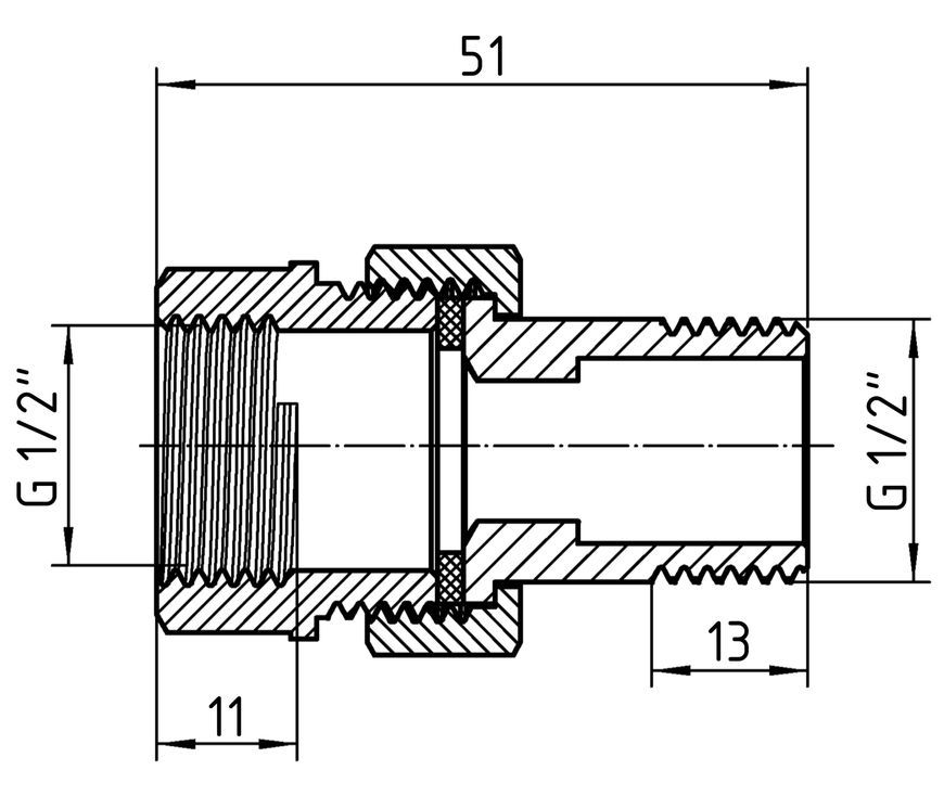 Згін-американка Thermo Alliance Forte 1/2" ВЗ нікельований, прямий, під плоску прокладку, латунь TAFG190W15