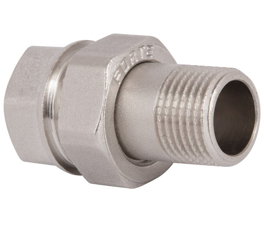 Згін-американка Thermo Alliance Forte 1/2" ВЗ нікельований, прямий, під плоску прокладку, латунь TAFG190W15