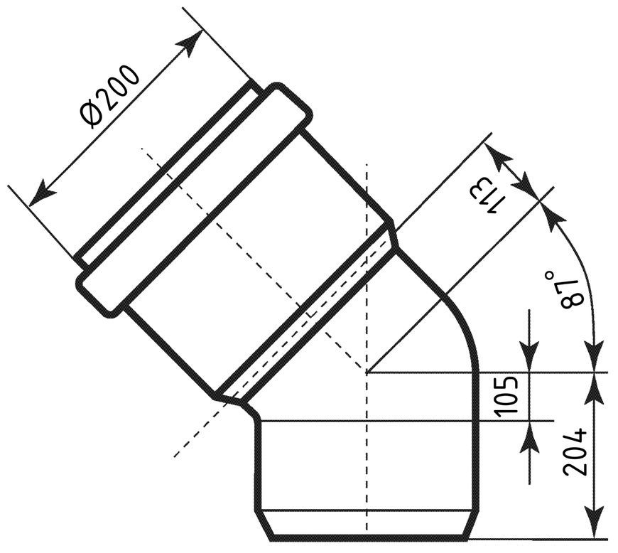 Колено канализационное Ostendorf-OSMA KG System d200&times;87&deg; SD00058086