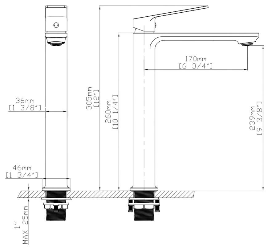 Смеситель для раковины Qtap Capricorn высокий Chrome (k26) QTCAP1060H102C48220 - QTCAP1060H102C48220