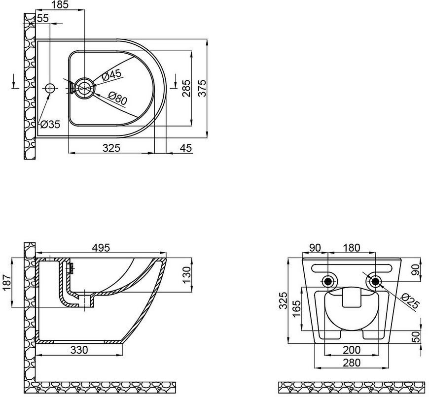 Биде подвесное QTAP Robin 495х370х325 White QT1355046FW - QT1355046FW