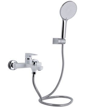 Змішувач для ванни Qtap Jay з душовим гарнітуром Chrome/White QTJAY259CRW45553 - QTJAY259CRW45553