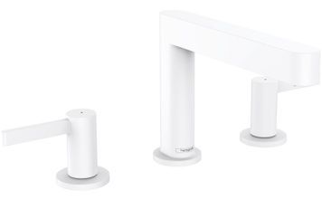 Змішувач для раковини HANSGROHE Finoris 110 на 3 отвори Matt White 76033700 білий матовий з донним клапаном push-open - 76033700