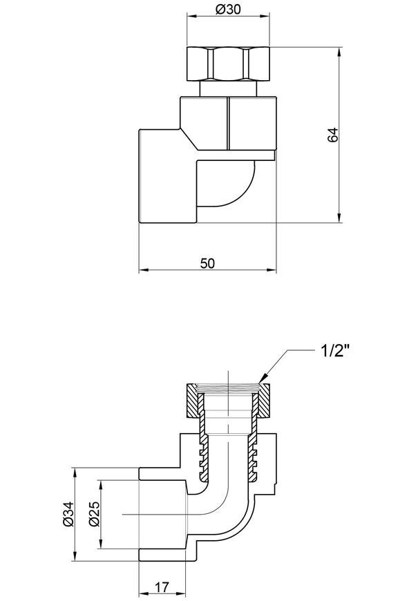 Уголок PPR ALFA PLAST с накидной гайкой 25х3/4" APTUWE2034X - APTUWE2034X