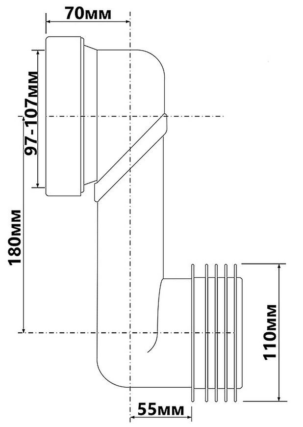 Каналізаційне підключення McALPINE 97-107/110 мм зміщення 180 мм WCLO-18