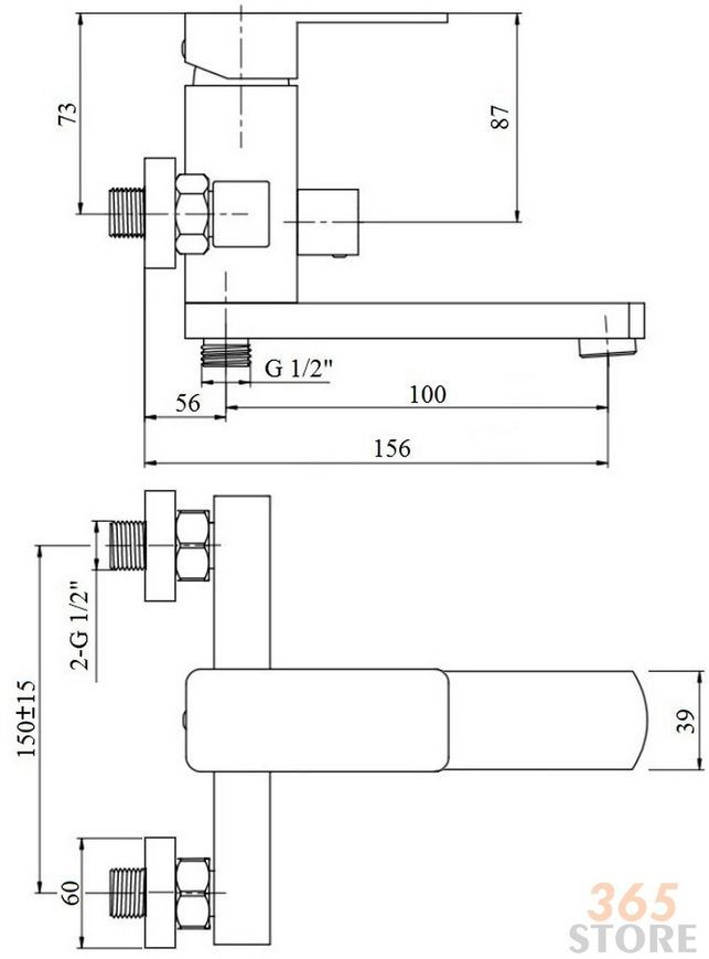 Смеситель для ванны IMPERIAL 33-006N-01 - IMP33006N01