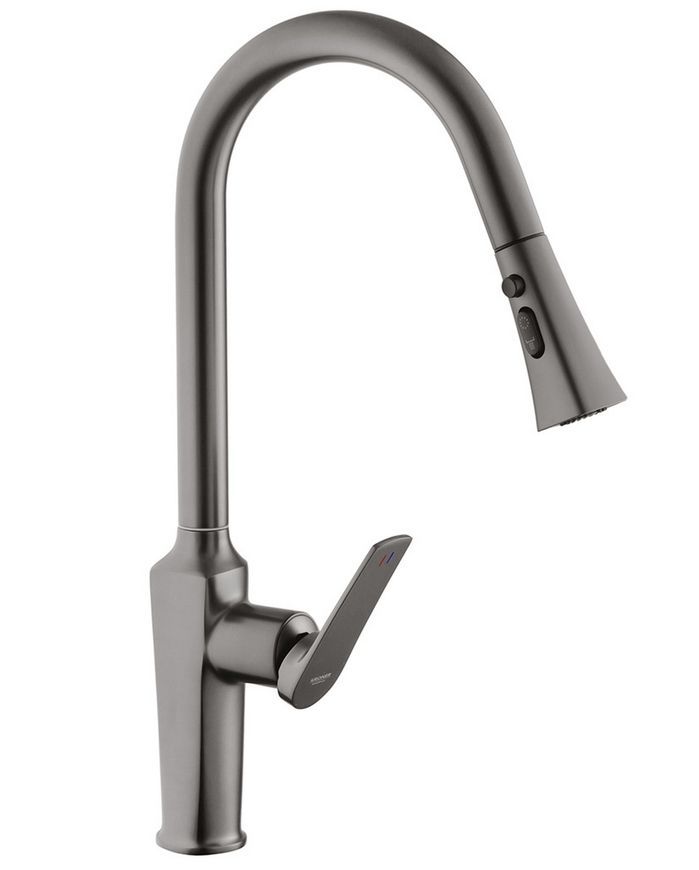 Смеситель для кухни с выдвижным изливом Kroner KRP Makon-GRP030-T графит CV033865 латунь - KRP Makon-GRP030-T