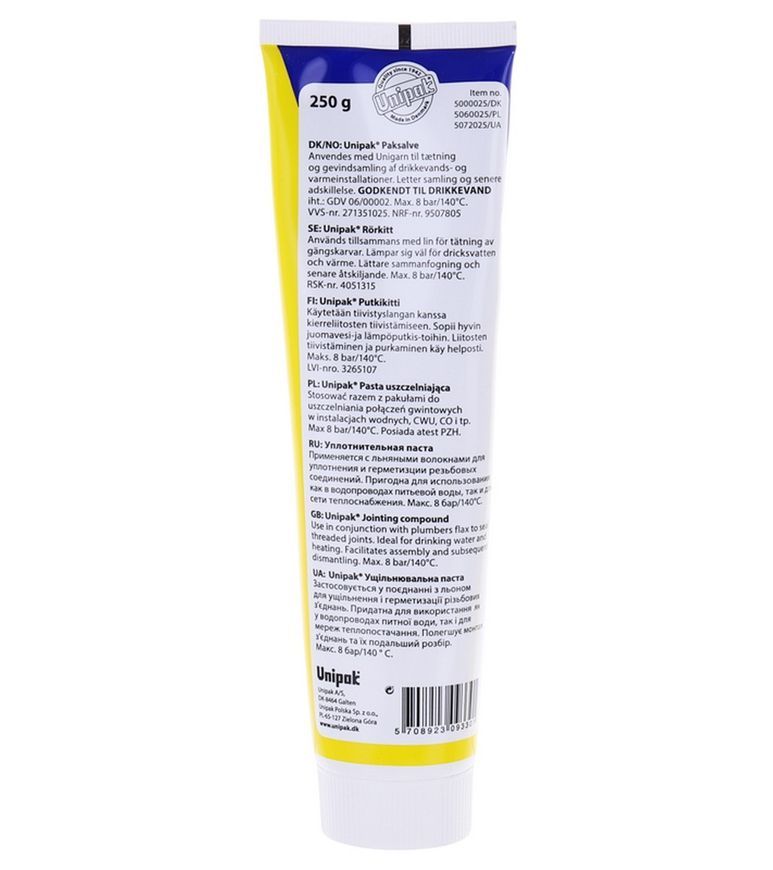 Паста сантехнічна Unipak 250 г, у тюбику 5072025