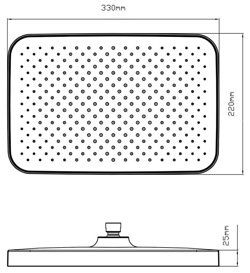 Лейка для верхнего душа Qtap Hlavova 330x220 мм прямоугольная Black Matt QTHLA107BLM45945 - QTHLA107BLM45945