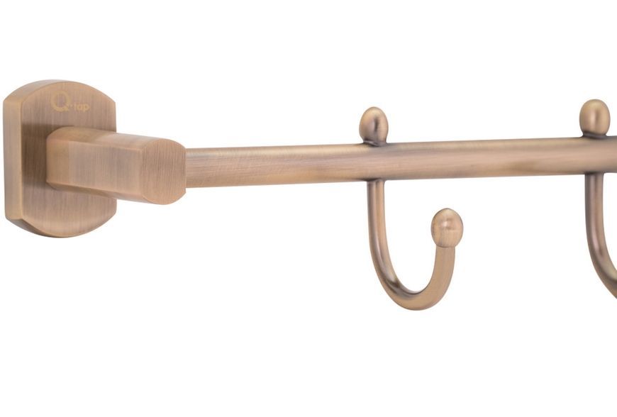 Держатель для полотенец и халатов (3 крючка) QTAP Liberty ANT 1154-3 бронза QTLIBANT11543