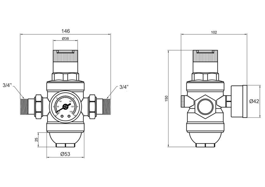 Фільтр самопромивний для холодної води Thermo Alliance Forte 3/4" ЗР з редуктором тиску SF128W20 - SF128W20