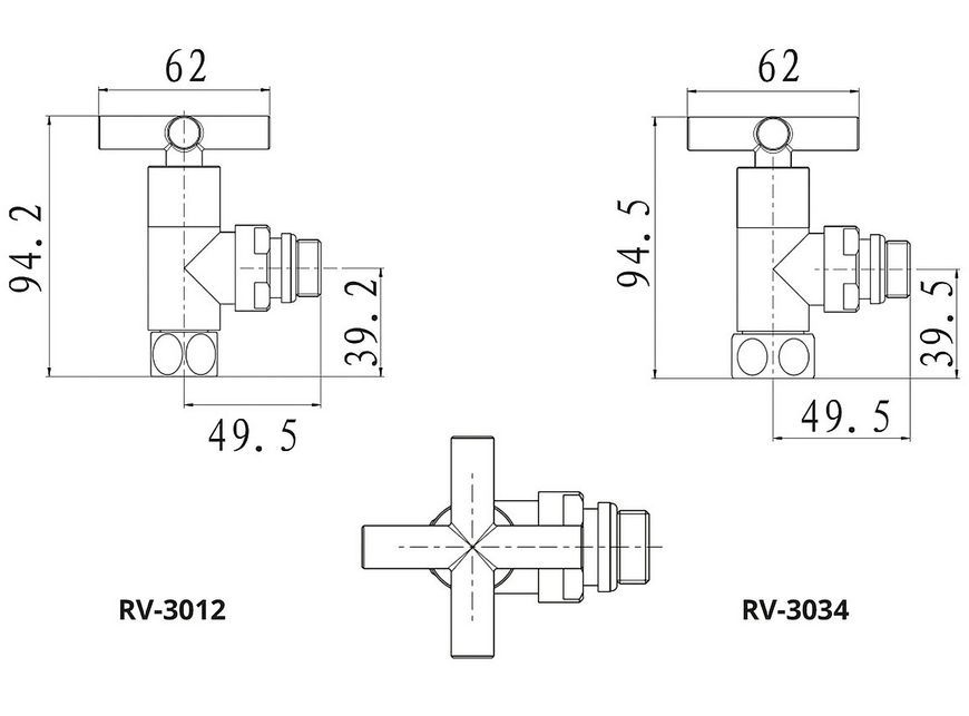 Кран для полотенцесушителя угловой NAVIN Raftec Premium Chrome 1/2"х1/2", 2 шт. 25-031430-3012 - 25-031430-3012