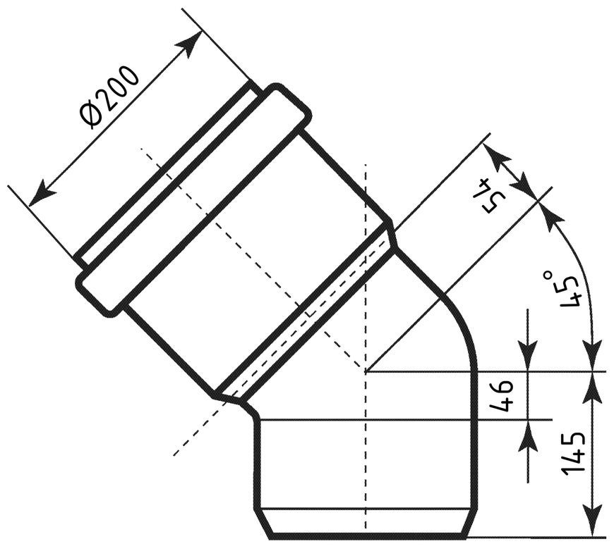Колено канализационное Ostendorf-OSMA KG System d200&times;45&deg; SD00058082