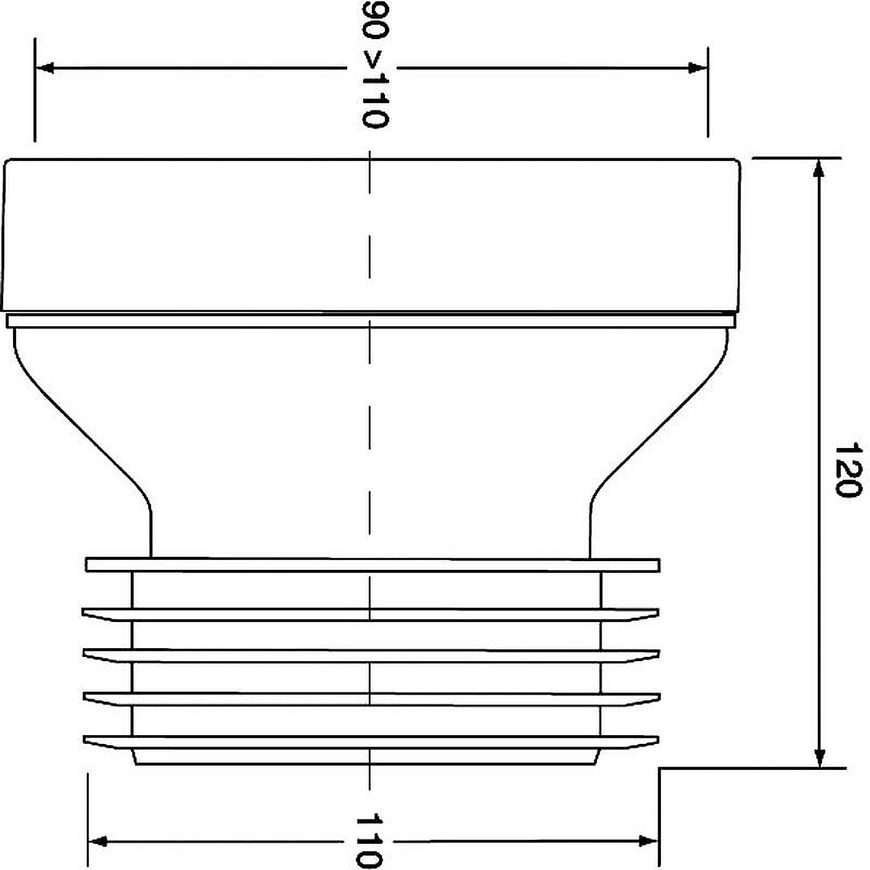 Каналізаційне підключення McALPINE 120 мм 90-110/110 мм WC-CON1